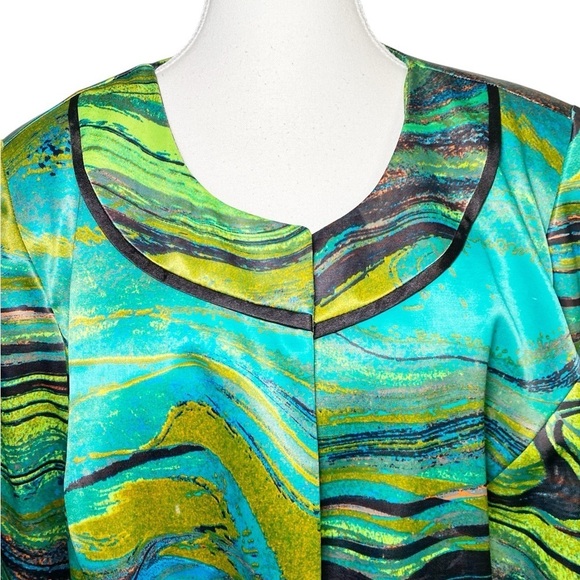 Le Bos Agate Green Collarless Jacket - Picture 4 of 13